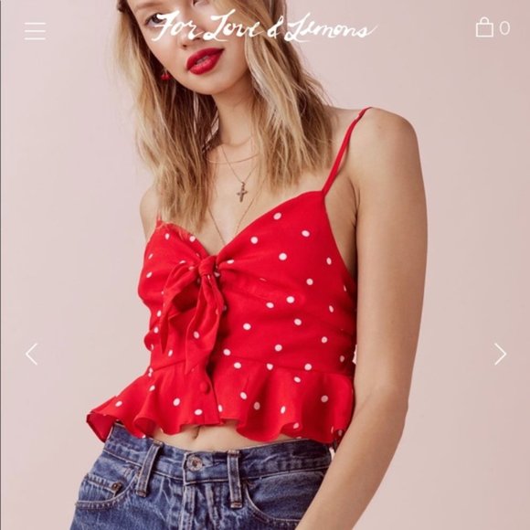 For Love And Lemons Tops - Brand New For Love and Lemons Polka Dot Crop Top